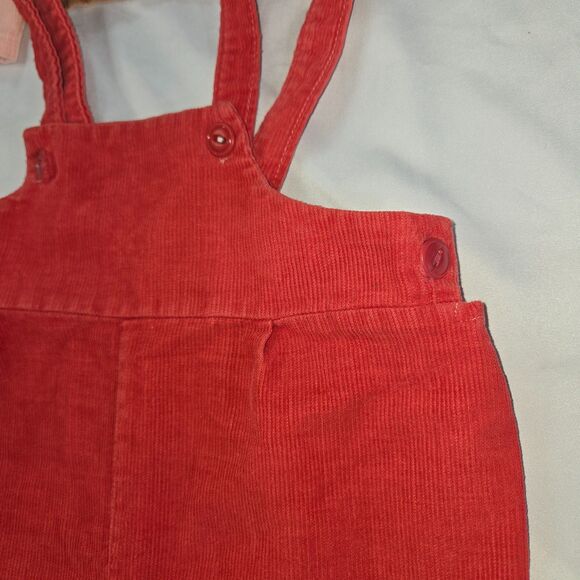 Vintage Girls 2T Jumpsuit Overalls Pink Red Brown Embroidered Cats Dogs Corduroy - Picture 3 of 16